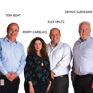 Tom Boat, CFO; Poppy Carellos, CIO; Alex Krutz, Operational Excellence Specialist; Dennis Suedkamp, President & CEO, Fastener Technology